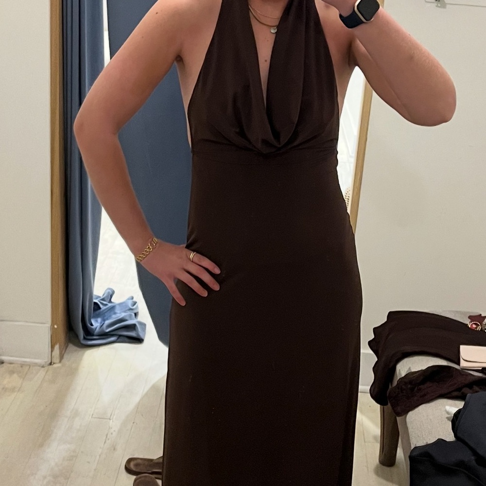 WeWoreWhat Chocolate Backless Dress